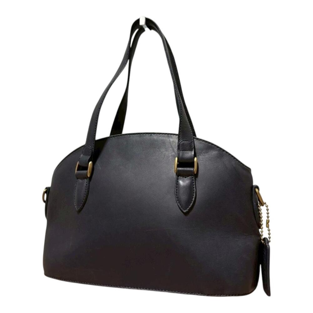 Vintage Coach Black Leather Shoulder Bag – Brass Hardware
